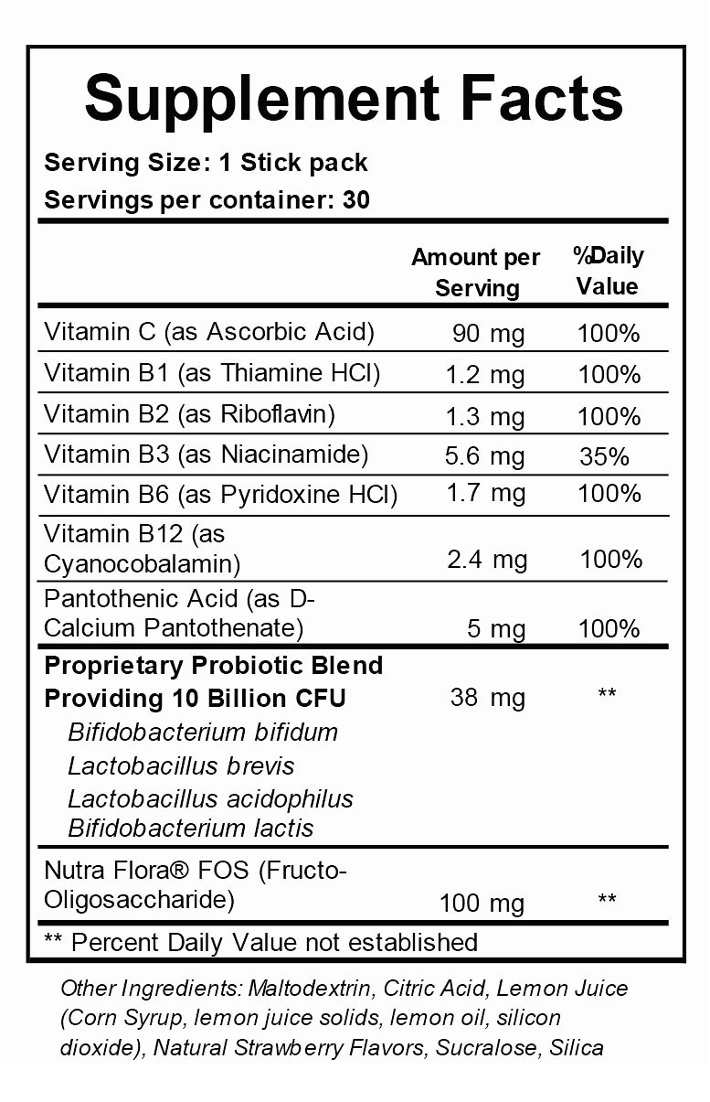 Reload Probiotics Nutritional Information