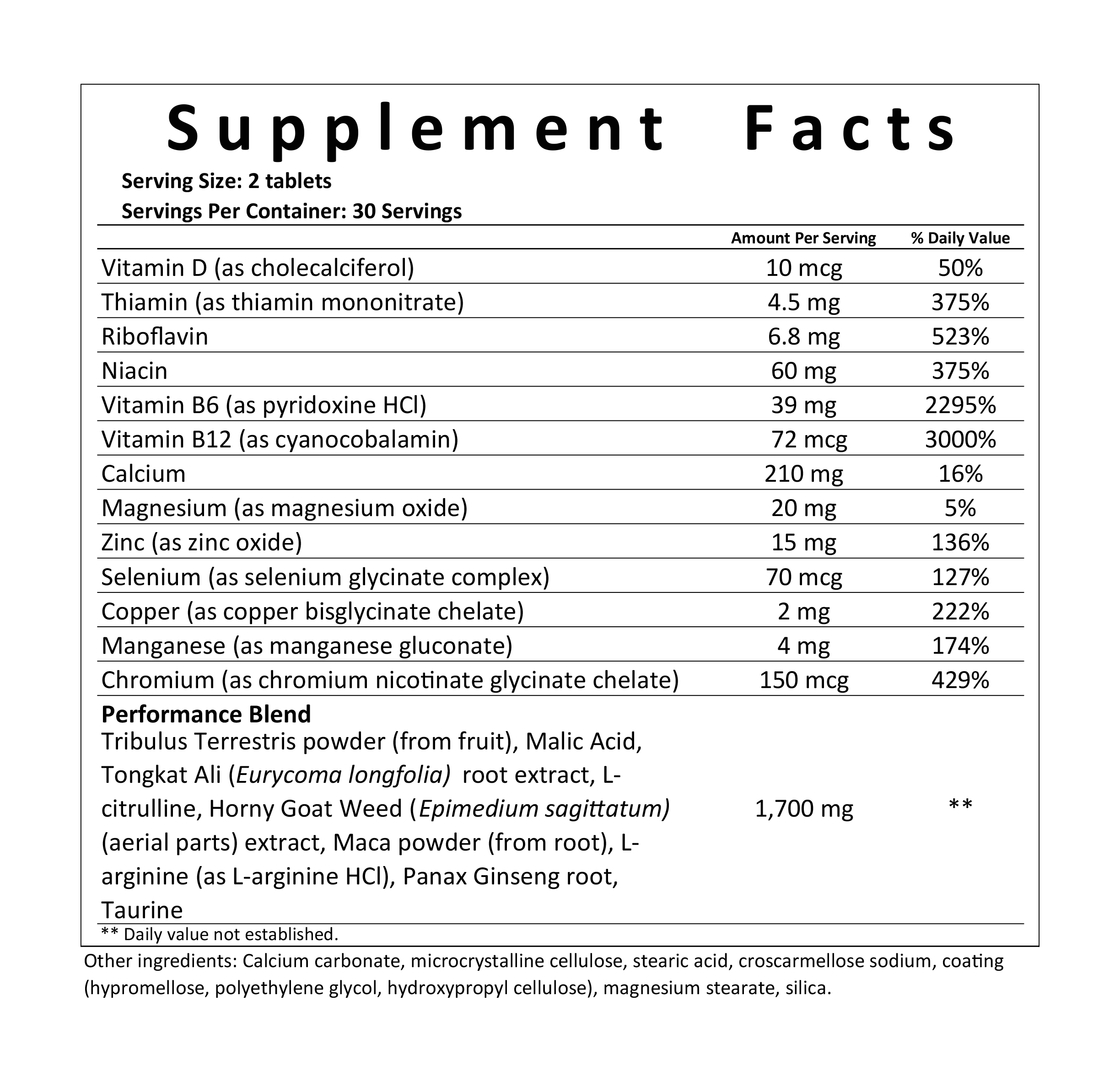 Reload Performance Nutritional Information