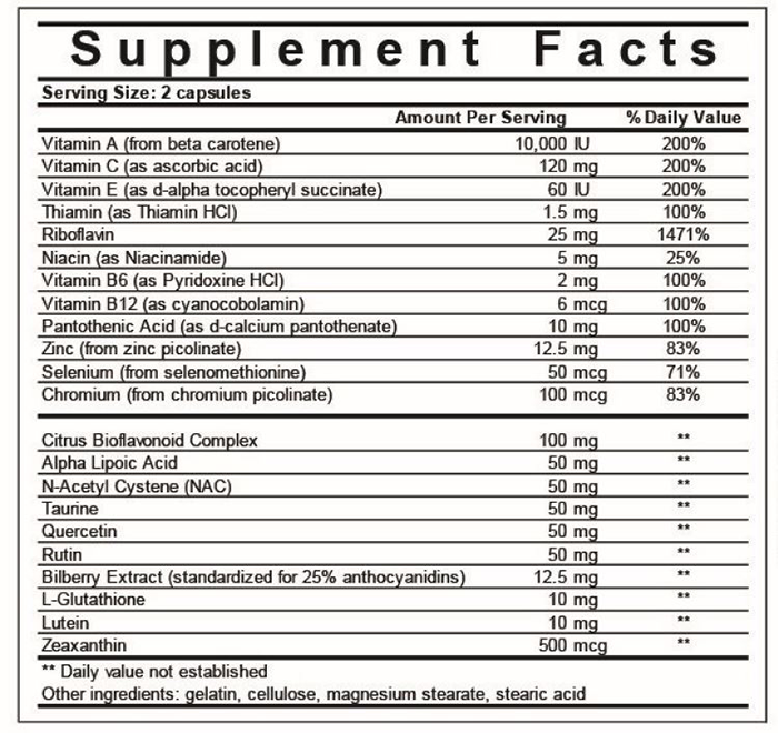 Vision Plus Nutritional Information