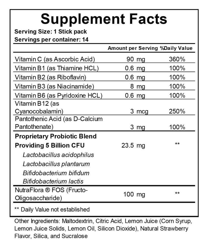 Reload Kidz Probiotic Nutritional Information