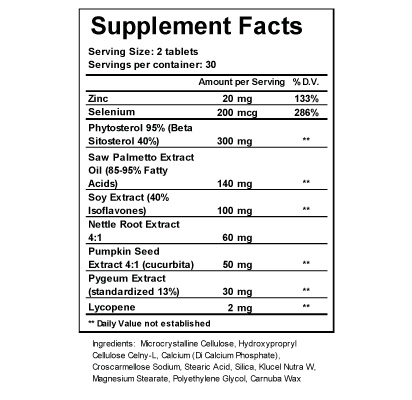 Reload Prostate Support Nutritional Information